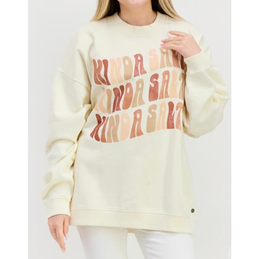 Roxy Women Crew Neck Long Sleeves Graphic Print SweatShirt, Beige XL 255